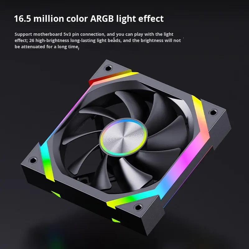 120mm ARGB computer case fan, with PWM control, suitable for gaming computer coolers, daisy-chain case cooling fan, supports Aura Sync lighting effects